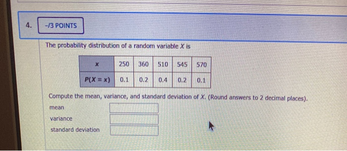 Solved -13 POINTS The probability distribution of a random | Chegg.com