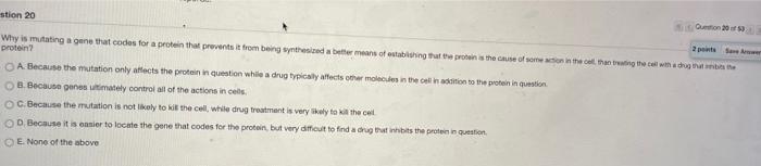 Solved stion 20 Quin 2050 Why is mutating agen that codes | Chegg.com