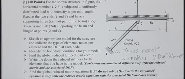 Solved [1] (30 Points) For the shown structure in figure, | Chegg.com