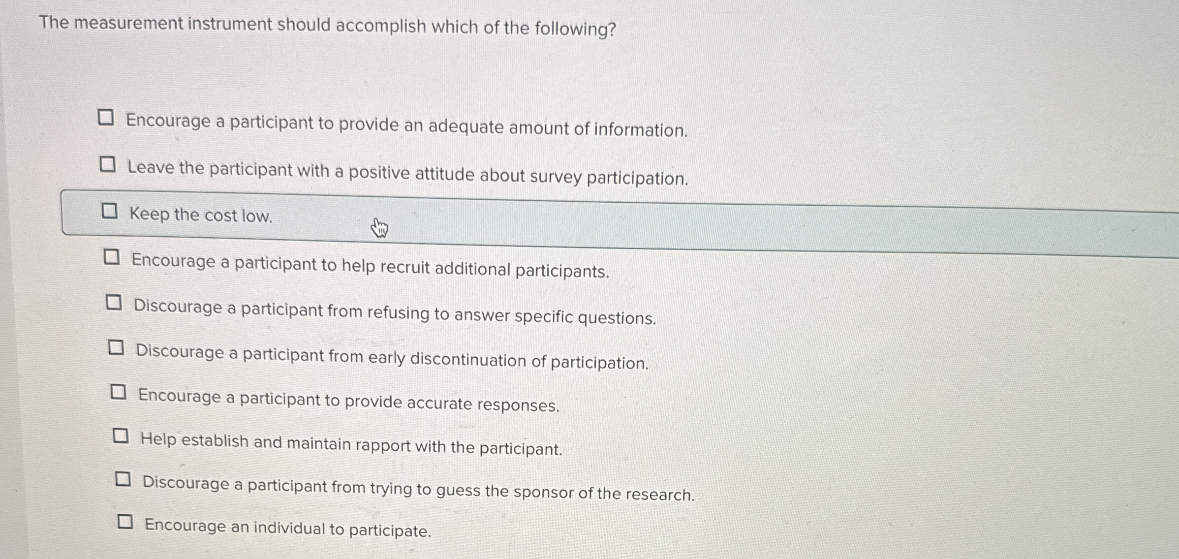 Solved The measurement instrument should which of