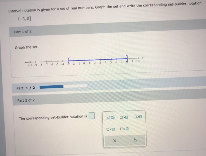 Solved Interval notation is given for a set of real numbers. | Chegg.com