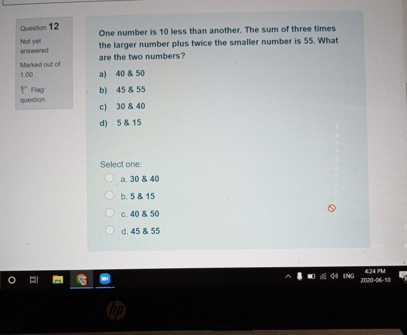 solved-question-12-not-yet-answered-one-number-is-10-less-chegg