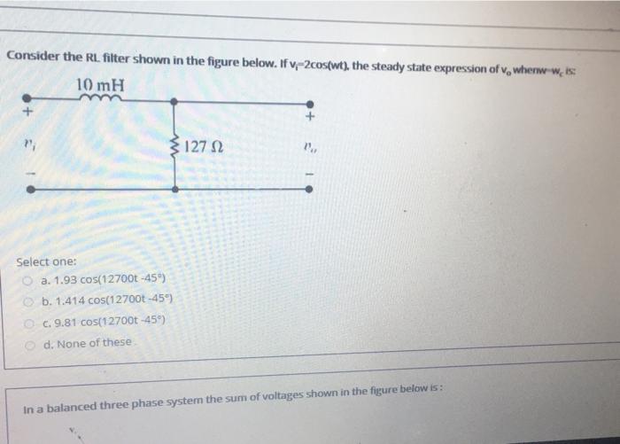 Solved Consider the RL filter shown in the figure below. | Chegg.com