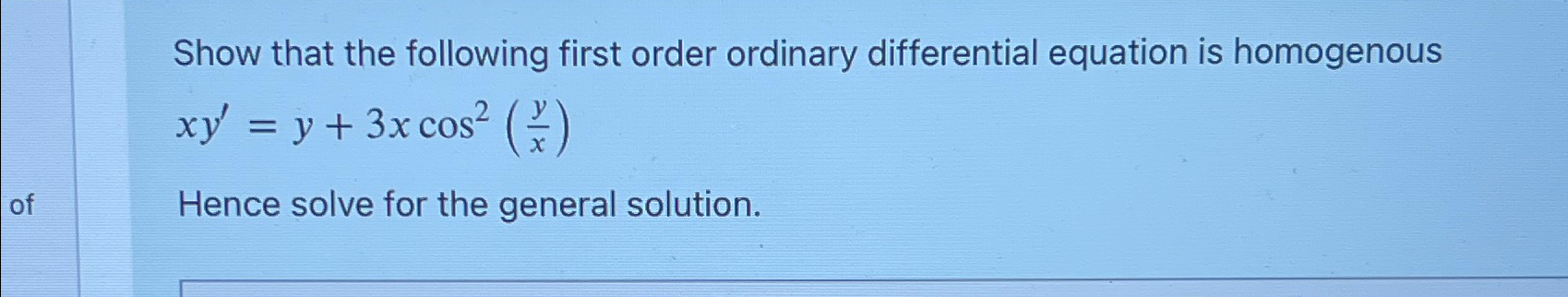 Solved Show That The Following First Order Ordinary