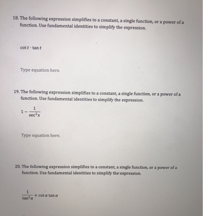 Solved 18. The following expression simplifies to a | Chegg.com