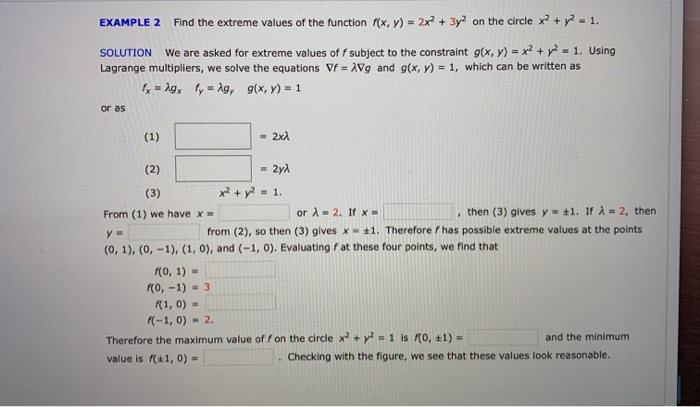 Solved Example 2 Find The Extreme Values Of The Function Chegg Com