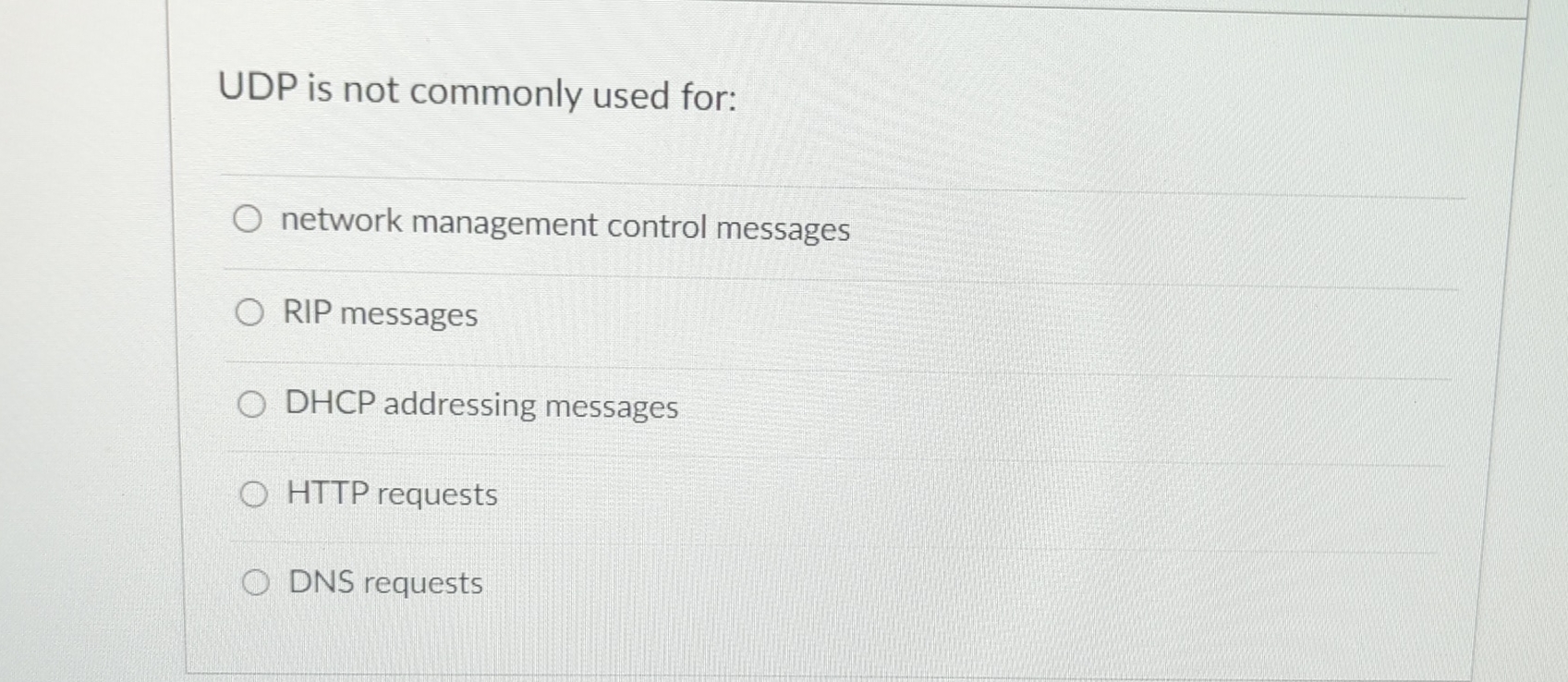 Solved UDP is not commonly used for:network management | Chegg.com