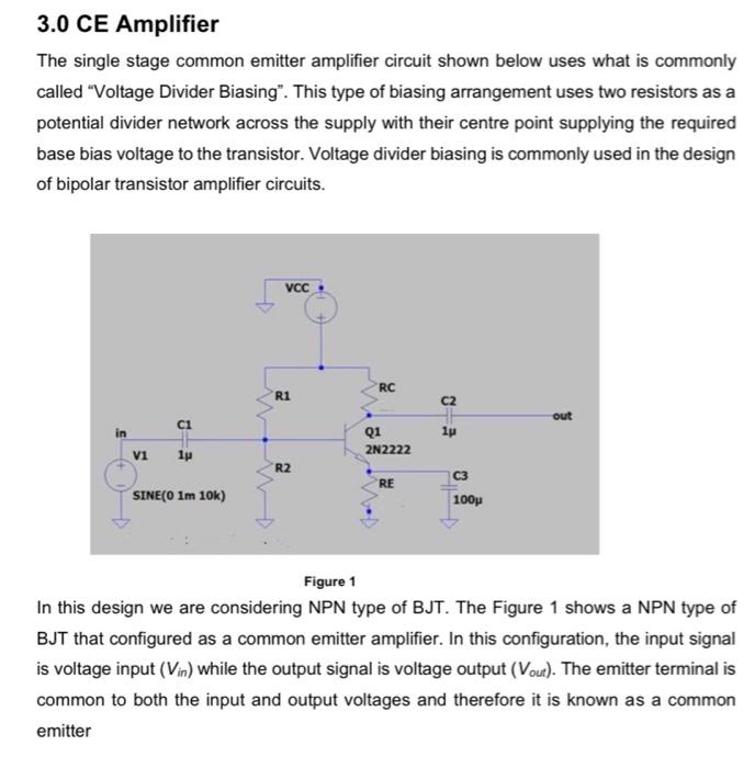 Solved 3.0 CE Amplifier The single stage common emitter | Chegg.com