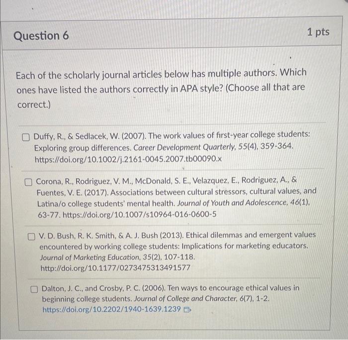 Each of the scholarly journal articles below has | Chegg.com