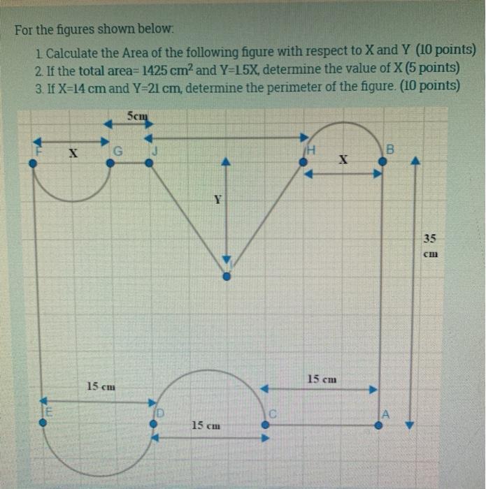 Solved For the figures shown below: 1 Calculate the Area of | Chegg.com