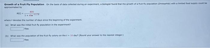 Solved Growth of a Fruit Fly Population On the bass of data | Chegg.com