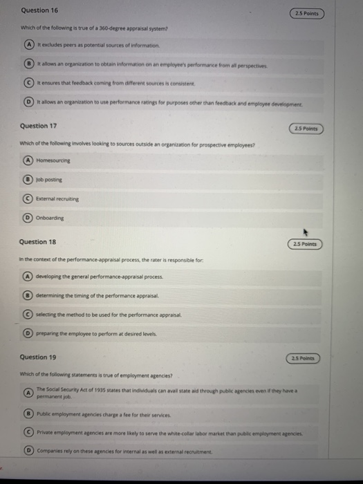 Solved Question 6 25 Points Which of the following | Chegg.com