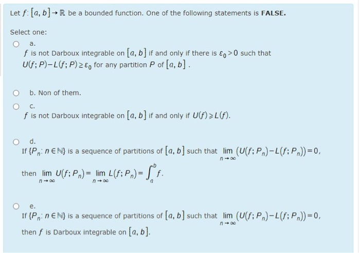 Solved Let F A B R Be A Bounded Function One Of Th Chegg Com