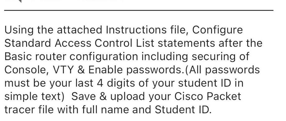 Solved Access Control Lists Configuration To Mitigate | Chegg.com