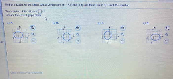 Solved Find an equation for the ellipse whose vertices are | Chegg.com