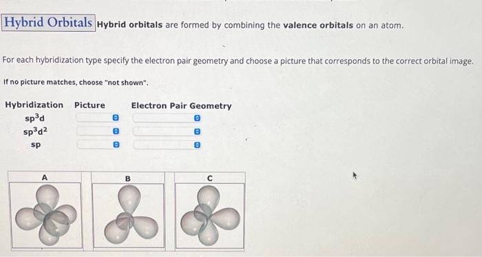 Solved Hybrid orbitals are formed by combining the valence | Chegg.com