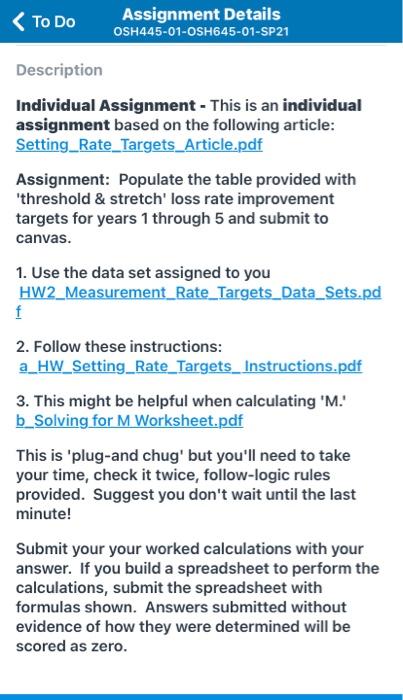 Solved To Do Assignment Details OSH445-01-OSH645-01-SP21 | Chegg.com