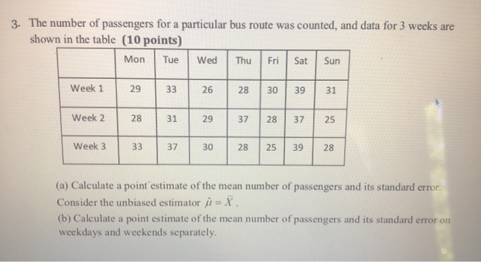 Solved 3. The number of passengers for a particular bus | Chegg.com