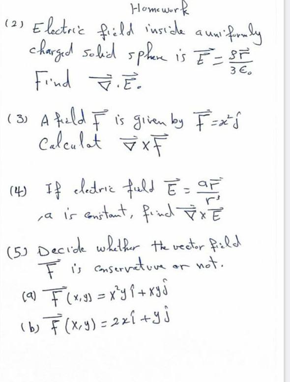 Solved Homework (2) Electric field inside a uniformly | Chegg.com