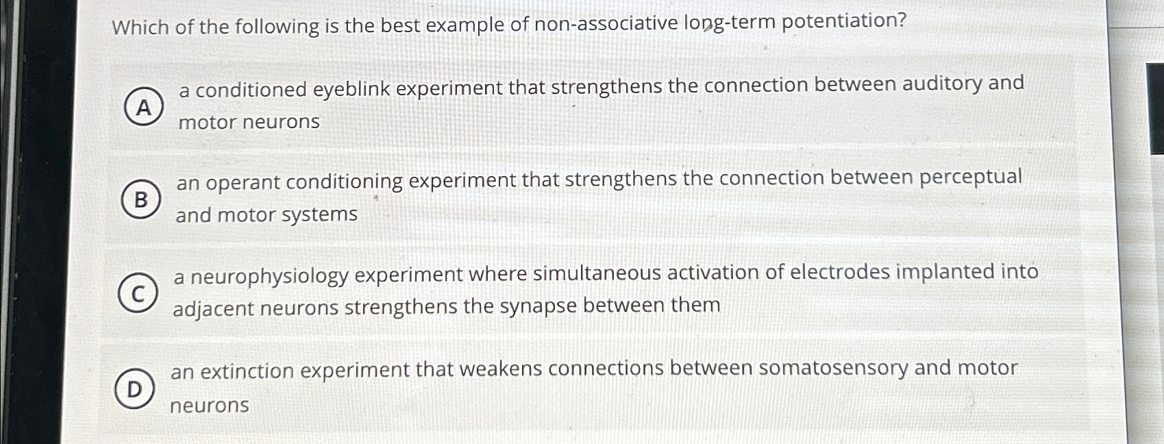 Solved Which of the following is the best example of