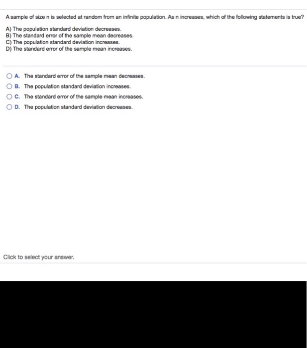 Solved A sample of size n is selected at random from an | Chegg.com