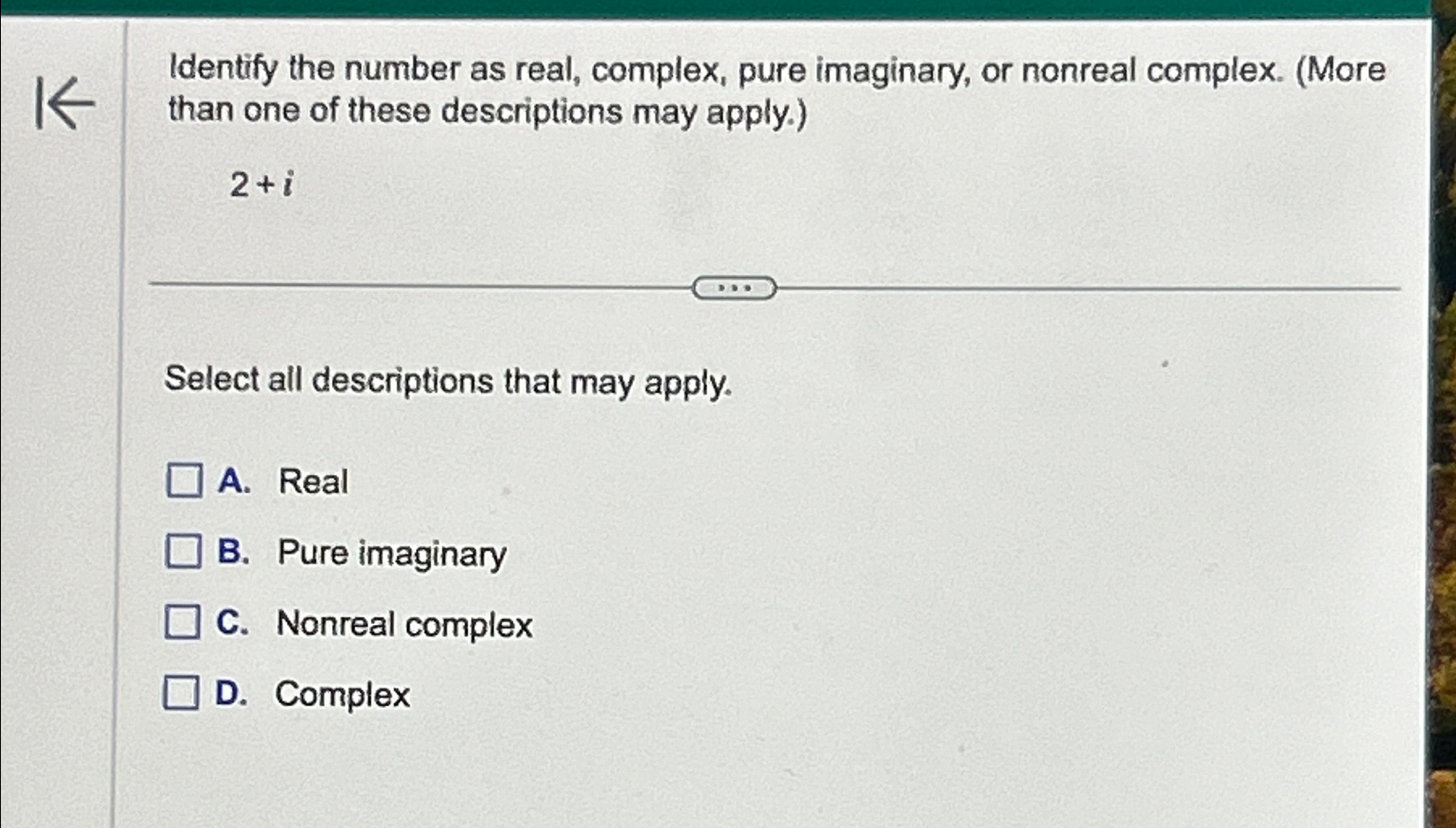 solved-identify-the-number-as-real-complex-pure-imaginary-chegg