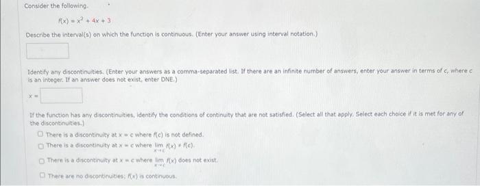 Solved Consider The Following F X X2 4x 3 Describe The