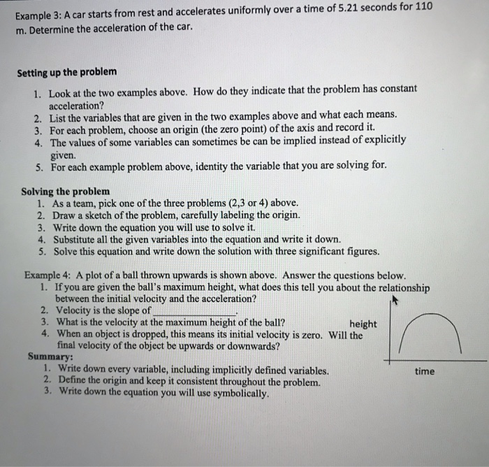 Solved Constant acceleration in one dimension Example 2: An | Chegg.com