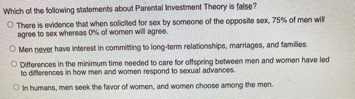 Investment theory parental Parental investment