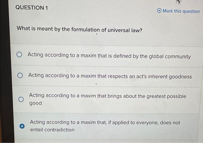 What Is Meant By The Formulation Of Universal Law Quizlet