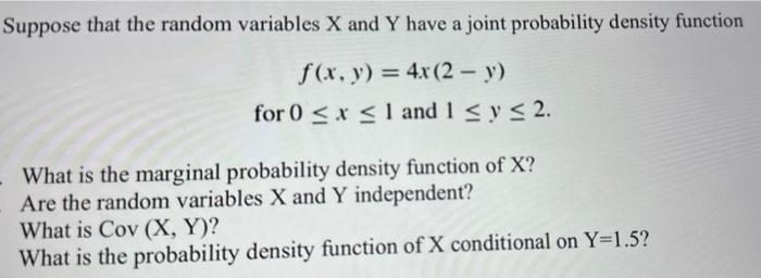 Solved Suppose that the random variables X and Y have a | Chegg.com