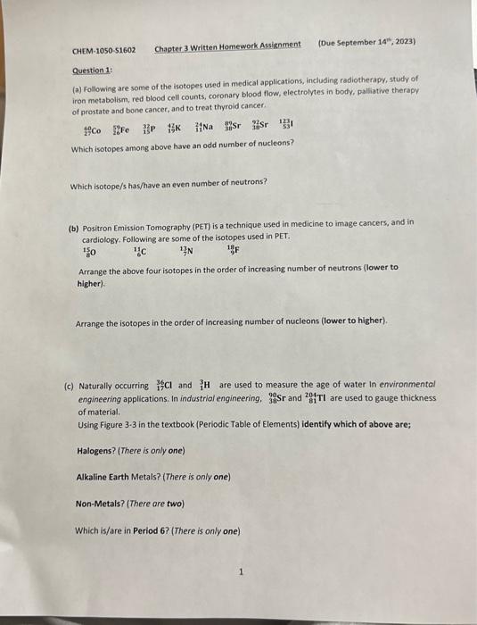 Solved CHEM-1050-51602 Chapter 3 Written Homework Assignment | Chegg.com