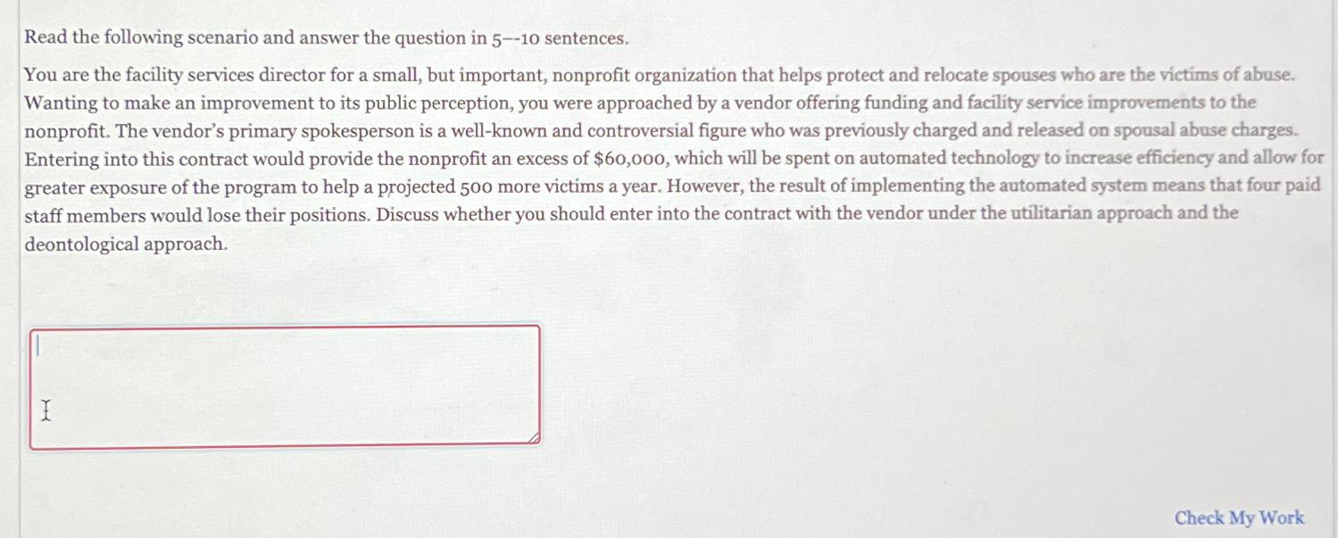 Solved Read the following scenario and answer the question | Chegg.com