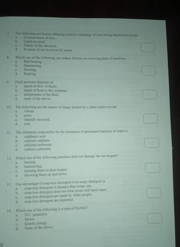 Solved 7 The following are factors affecting selective | Chegg.com