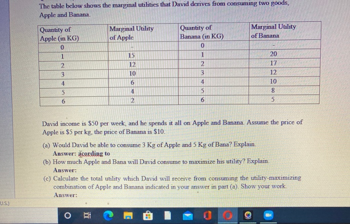 Solved Question 10 The table below shows the marginal