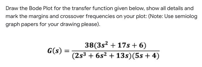 Solved Draw the Bode Plot for the transfer function given | Chegg.com