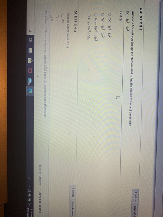 Solved QUESTION 1 1 points Save Ans Questions 1-5 walk you | Chegg.com