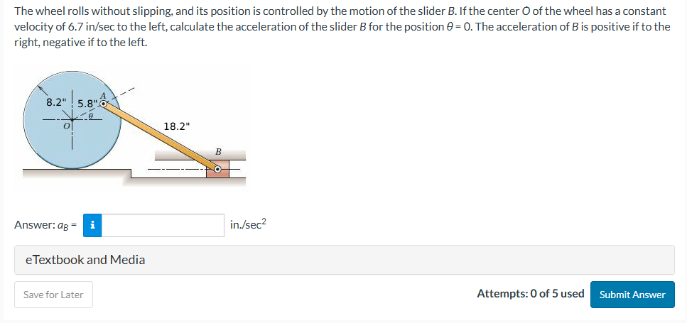 Solved The wheel rolls without slipping, and its position is | Chegg.com