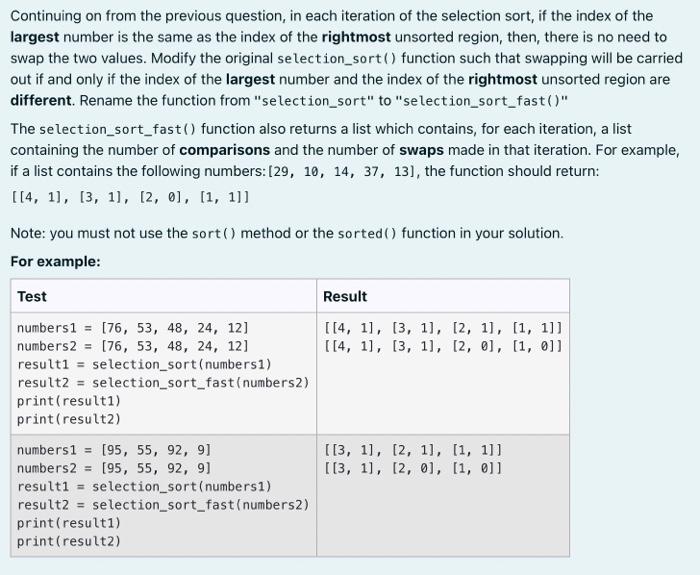 Solved Consider the selection_sort() function below: def | Chegg.com