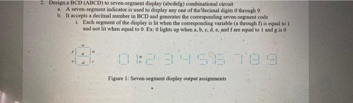 Solved 2. Design a BCD (ABCD) to seven-segment display | Chegg.com