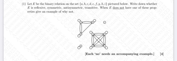 Solved (1) Let E Be The Binary Relation On The Set | Chegg.com