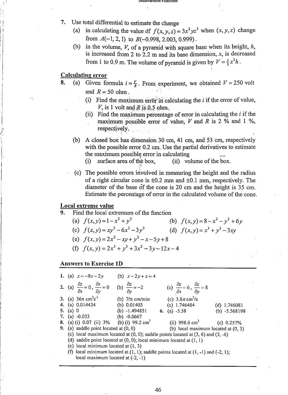 Solved Exercise 1D ! Tangent plane 1. Find an equation of | Chegg.com