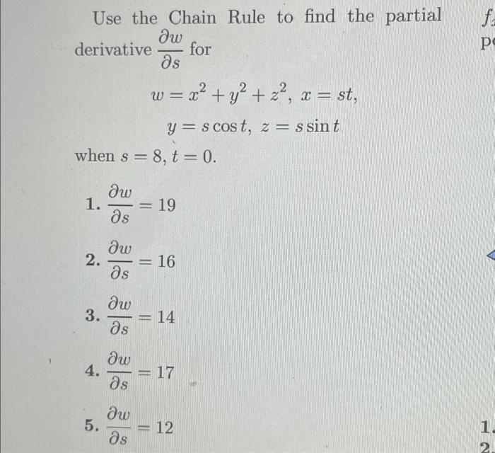 Solved Use the Chain Rule to find the partial δω derivative | Chegg.com