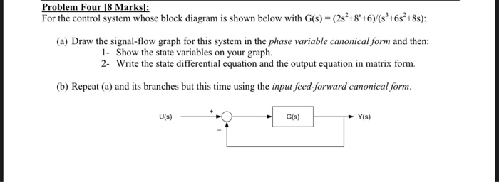 Problem Four 18 Marks): For the control system whose | Chegg.com