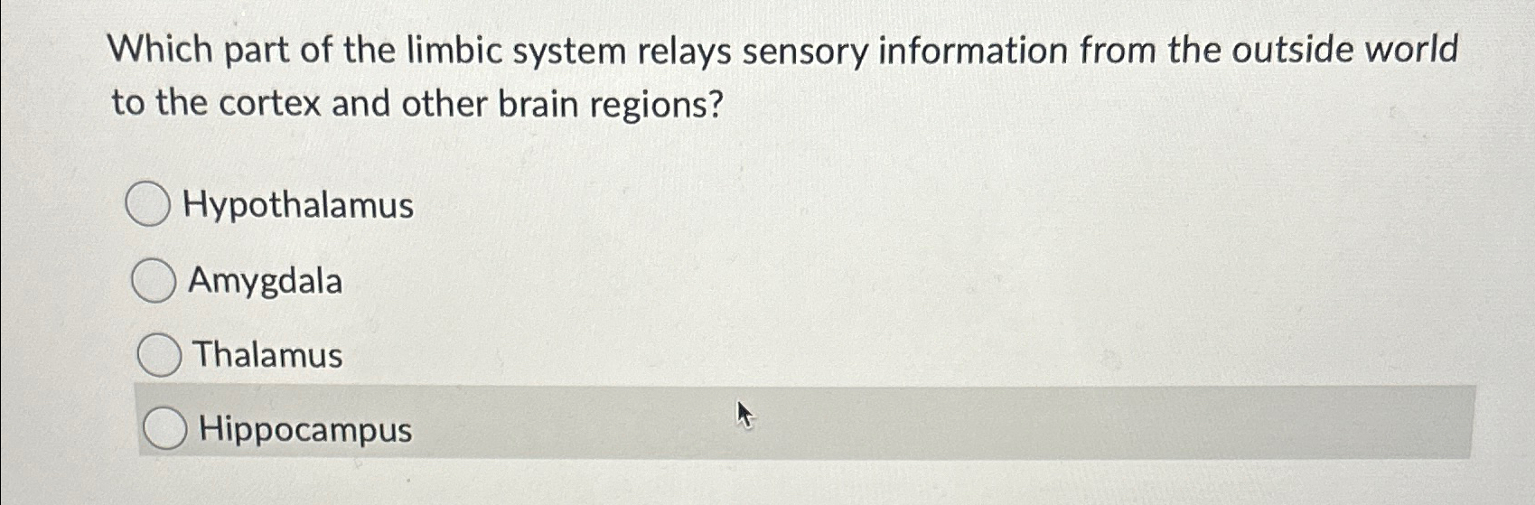Solved Which part of the limbic system relays sensory