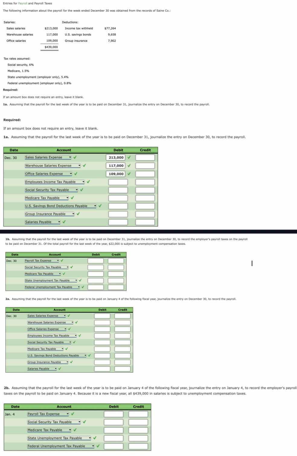 Solved Accounting: Fill in the tables for 1a, 1b, 2a, ﻿and | Chegg.com
