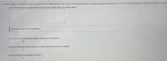 Solved A model rocket is launched straight upward with an | Chegg.com