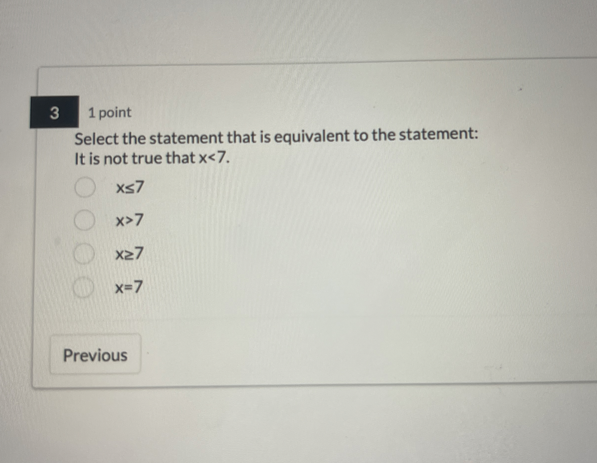 Solved 1 ﻿pointSelect the statement that is equivalent to | Chegg.com