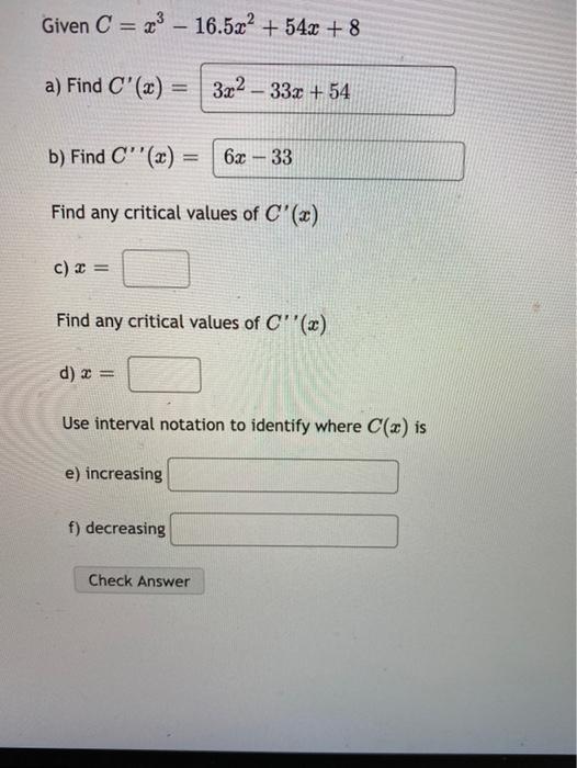 Solved Given C 3 16 5x2 54x 8 A Find C x 3x2 Chegg