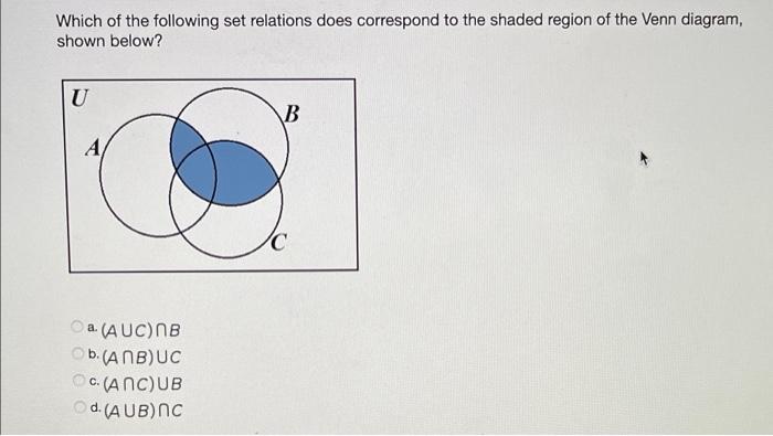 Solved Which Of The Following Set Relations Does Correspond | Chegg.com